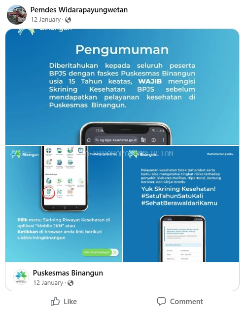 PENGUMUMAN PUSKESMAS BINANGUN