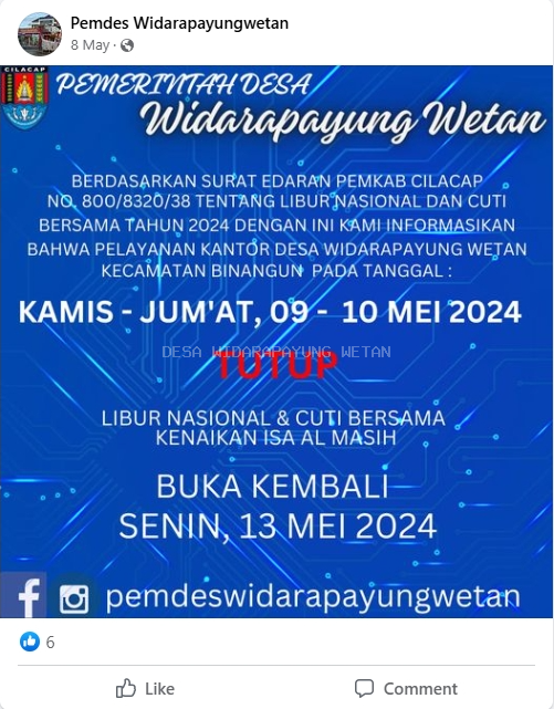 Pengumuman Libur dan cuti bersama kenaikan Isa Al masih
