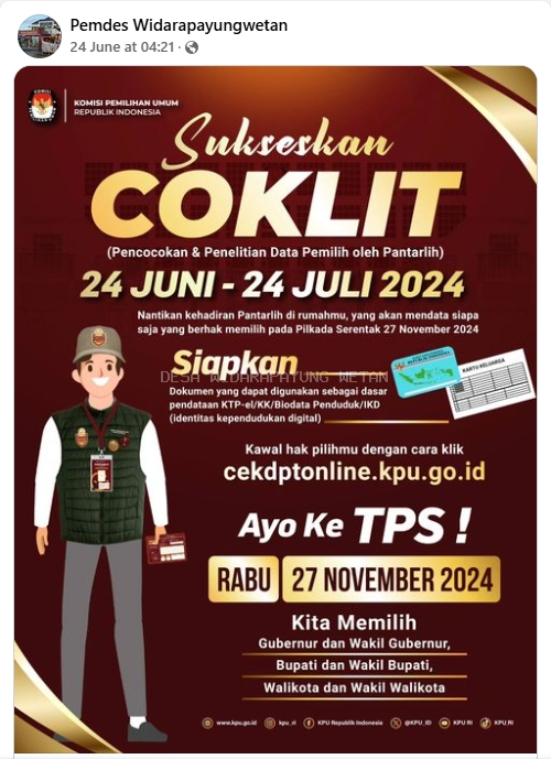 Pengumuman KPU tentang coklit