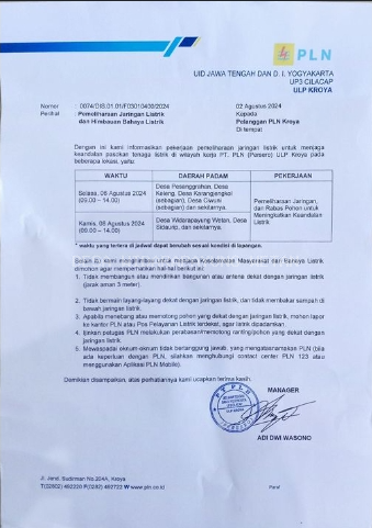 Pemberitahuuan Pemadaman Listrik