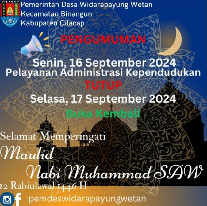 Pengumuman Libur Maulid Nabi Muhamad SAW