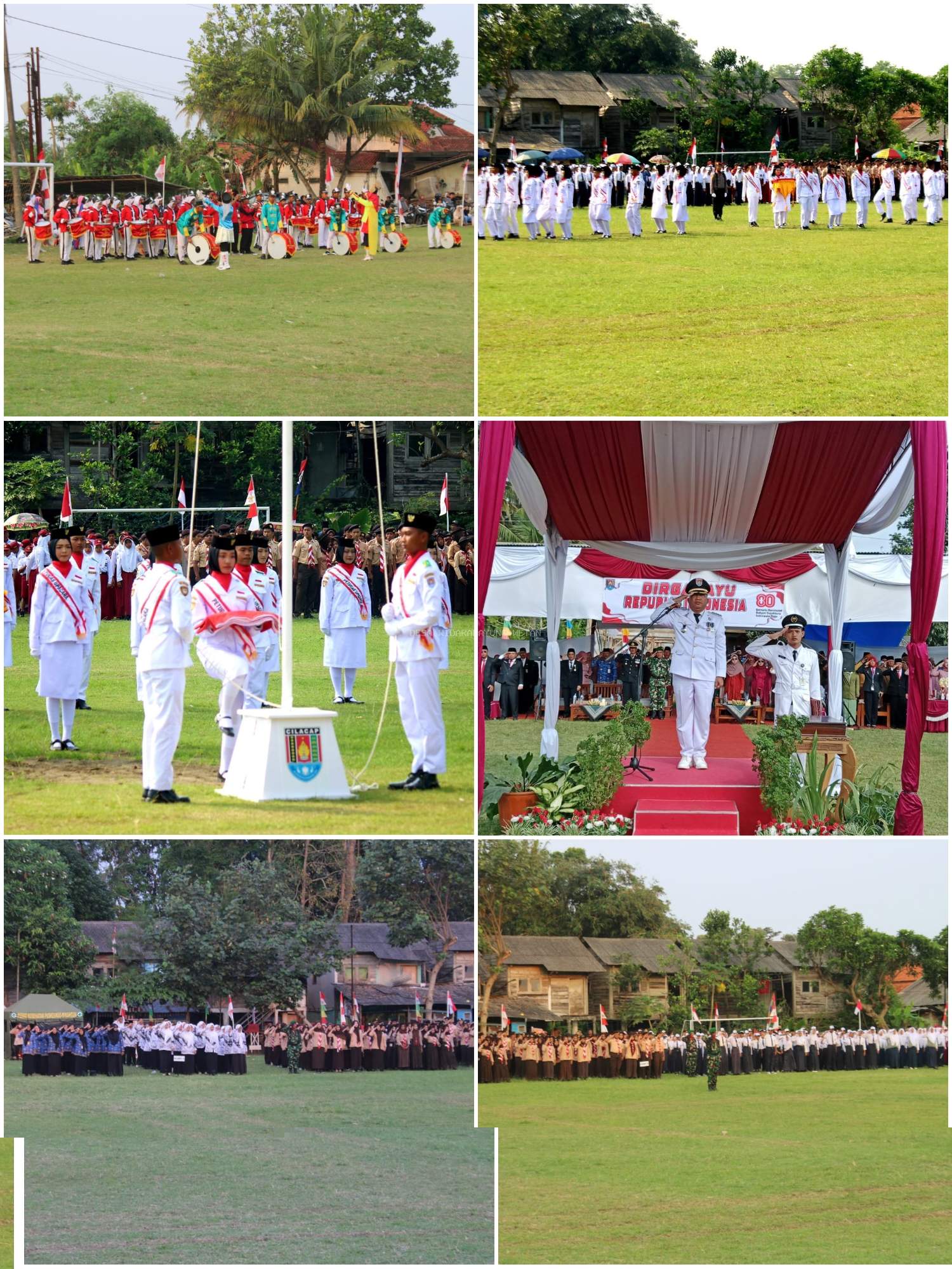 Upacara HUT RI Ke 80 Tingkat Kecamatan Binangun Di Lapangan Desa Widarapayung Wetan