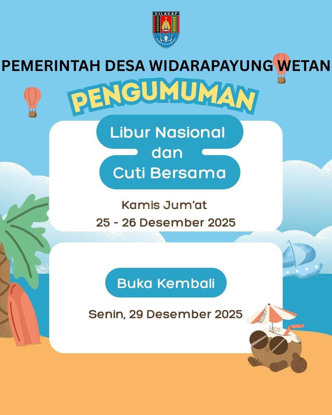 Pengumuman: Pelayanan Desa Kembali Dibuka Besok Senin, 29 Desember 2025